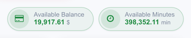 Available Balance and Available Minutes wallet cards